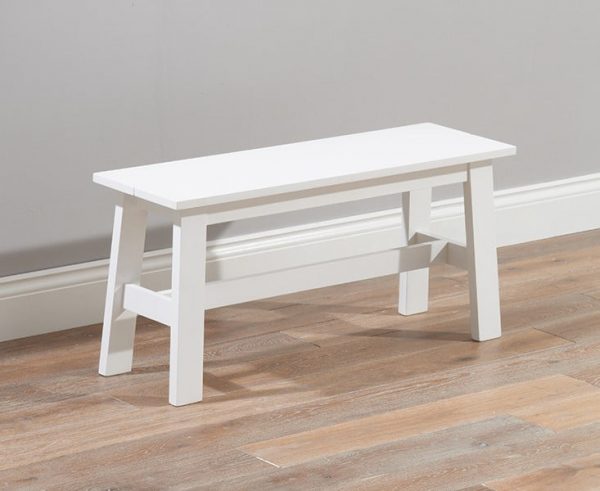 pt31112   chichester   solid hardwood painted small bench   white to go with 115cm table  1
