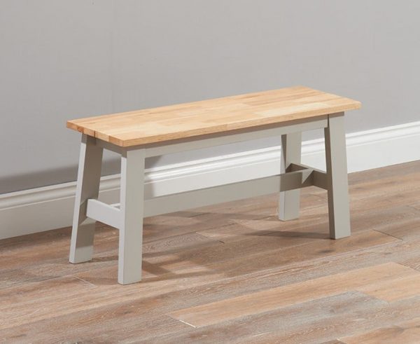 pt31113   chichester   solid hardwood painted small bench   oak grey to go with 115cm table  1