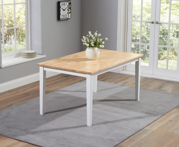 Chichester Solid Hardwood & Painted 150cm Dining Table Oak & White