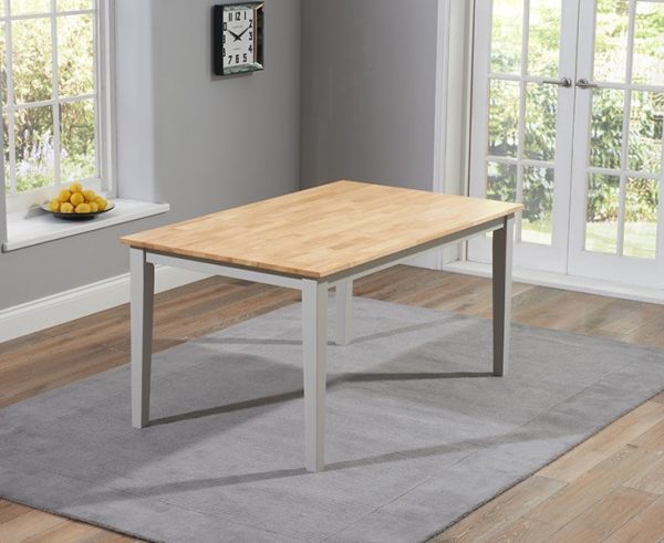 Chichester Solid Hardwood & Painted 150cm Dining Table Oak & Grey
