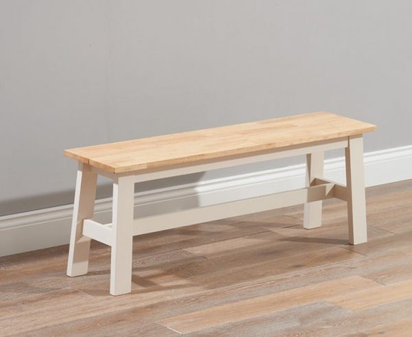 pt31118   chichester   solid hardwood painted large bench   oak cream to go with 150cm table  1