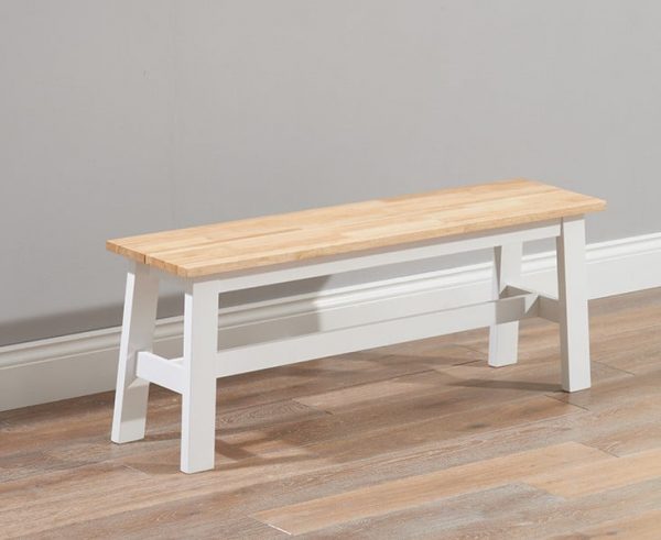 pt31119   chichester   solid hardwood painted large bench   oak white to go with 150cm table  1