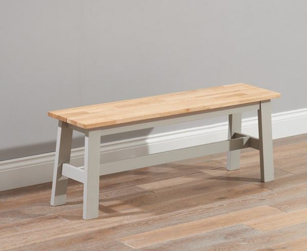 pt31120   chichester   solid hardwood painted large bench   oak grey to go with 150cm table  1