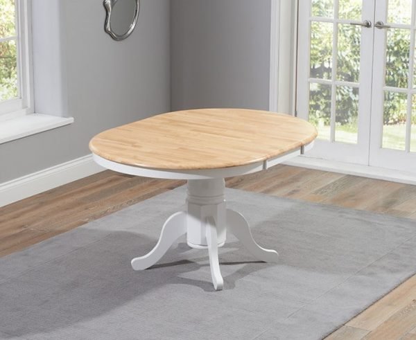 pt31124   elstree   solid hardwood painted 100cm extending dining table oak white a  1