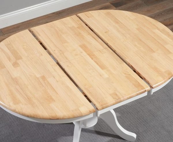 pt31124   elstree   solid hardwood painted 100cm extending dining table oak white e 1