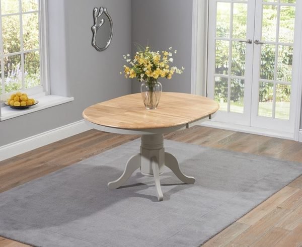 pt31125   elstree   solid hardwood painted 100cm extending dining table oak grey a  1