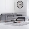 Idriana Grey Velvet Right Facing Chaise Sofa