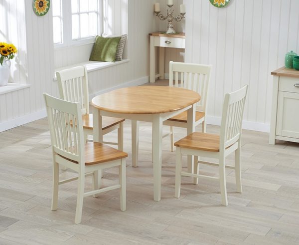 Alaska Solid Hardwood & Painted Dining Table (Oak & Cream)
