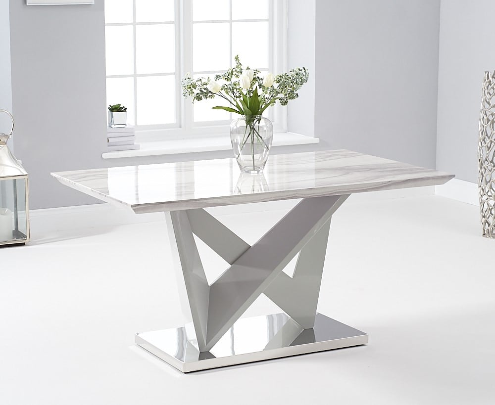 Rosario 150cm High Gloss Light Grey Dining Table Only Oak Furniture Rosario 150cm High Gloss Light Grey, Light Grey Dining Table