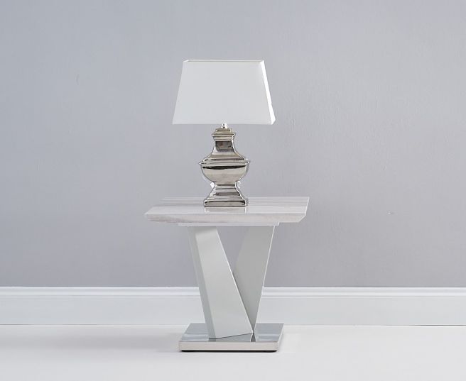 rosario high gloss light grey lamp table