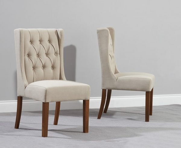 Stefini Dark Wood Dining Chairs (Pairs) - Beige