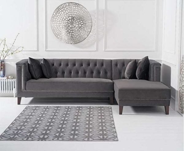 tino grey velvet right facing chaise sofa  pt32915 wr1