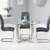 vidro 120cm round glass dining table with grey lucy chairs wr1 1