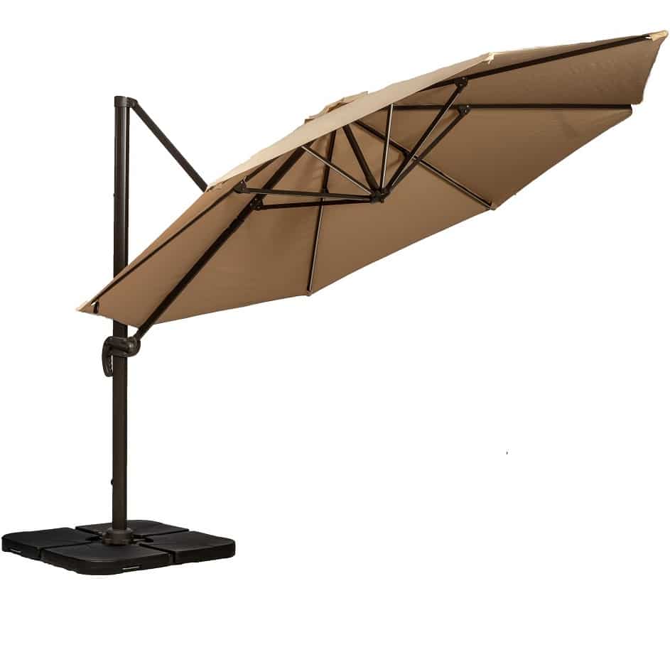 Royalcraft Cream 3.5m Cantilever ParasolGrey Pole56 LED strip lights