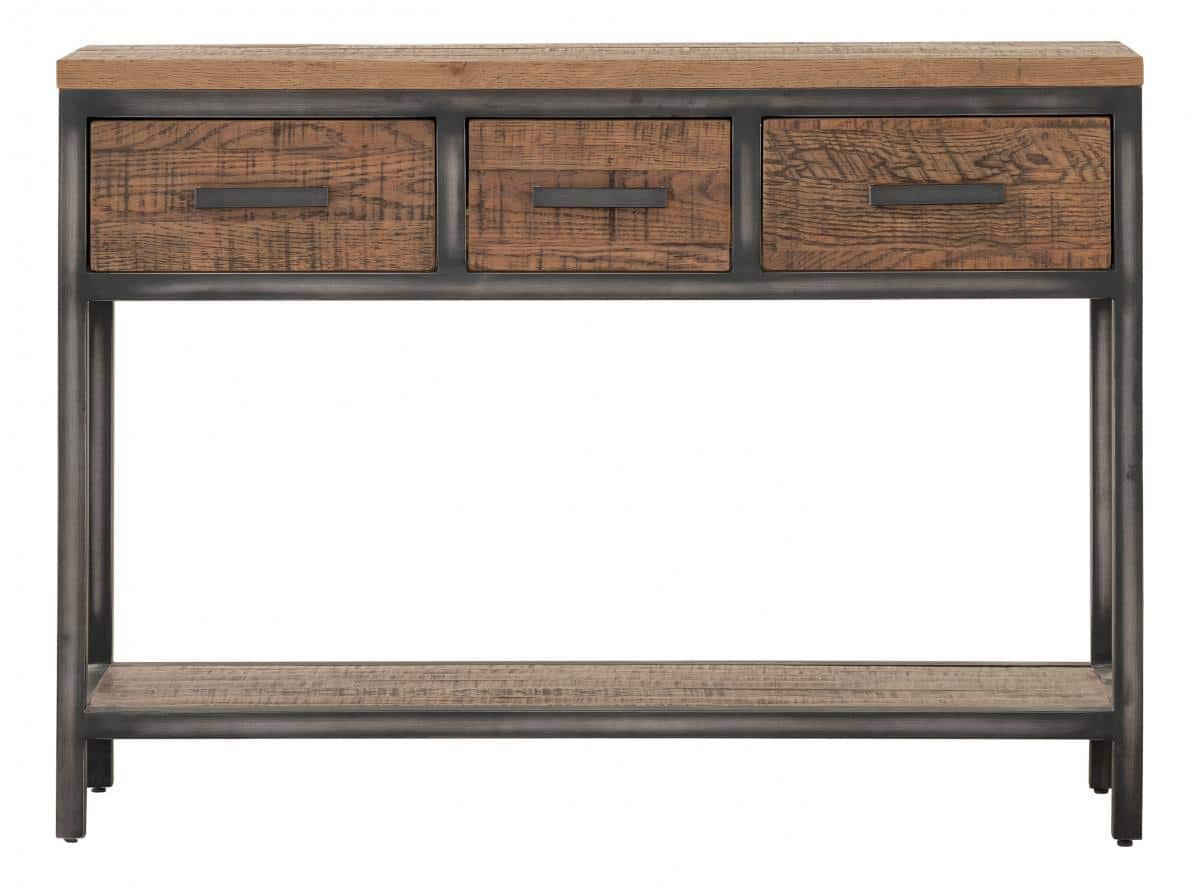 Hall Table With 3 Drawers and Oak Shelf Rustic Only Oak Furniture