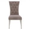 Pembroke Dining Chair Polished Stainless Stell Leg Taupe Straight