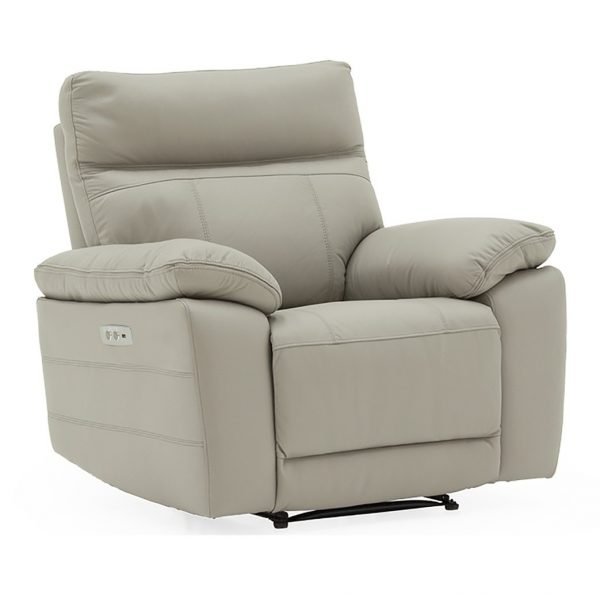 Positano 1 Seater Electric Recliner Light Grey Angle