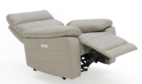 Positano 1 Seater Electric Recliner Light Grey Angle Open