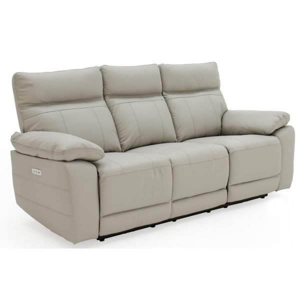 Positano 3 Seater Electric Recliner Light Grey Angle