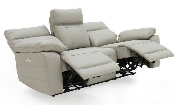 Positano 3 Seater Electric Recliner Light Grey Angle Open