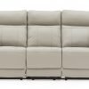 Positano 3 Seater Electric Recliner Light Grey Staight