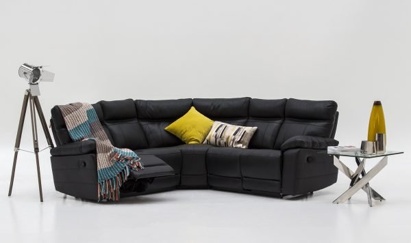 PositanoCornerBlack Sofa Lifestyle