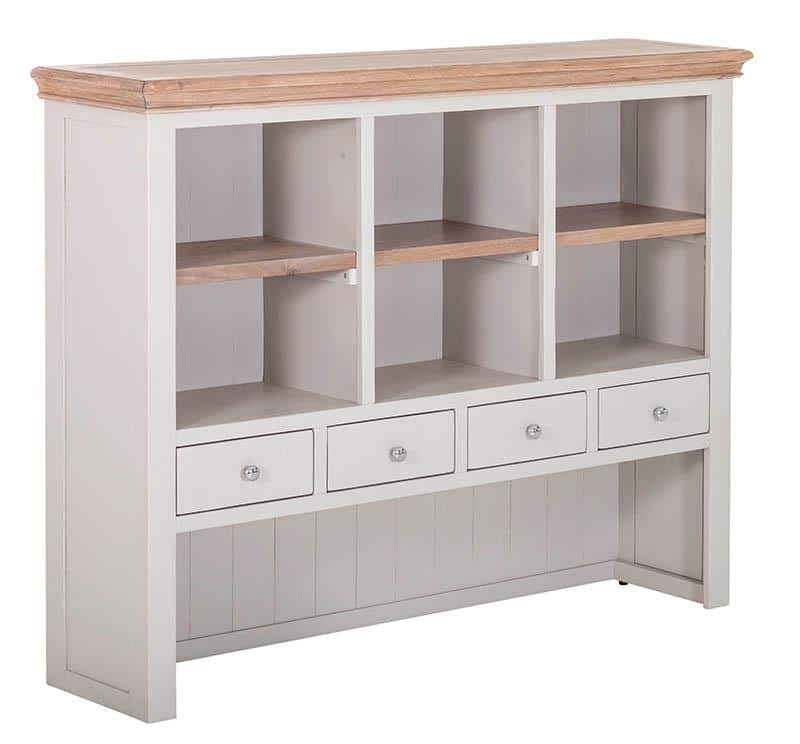 4 Drawer Hutch with 3 Shelves Only Oak Furniture