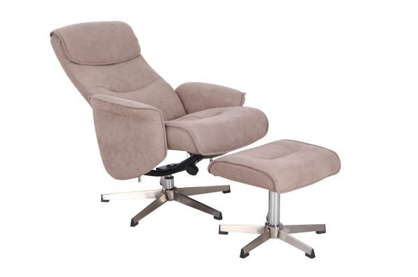 Rayna Recliner with Footstool Sand Angle Reclined