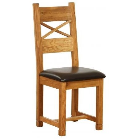 Cross Back Dining Chair with Chocolate Leather Seat