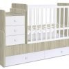 Convertible Cot bed 1100 with drawer unit, white-Elm