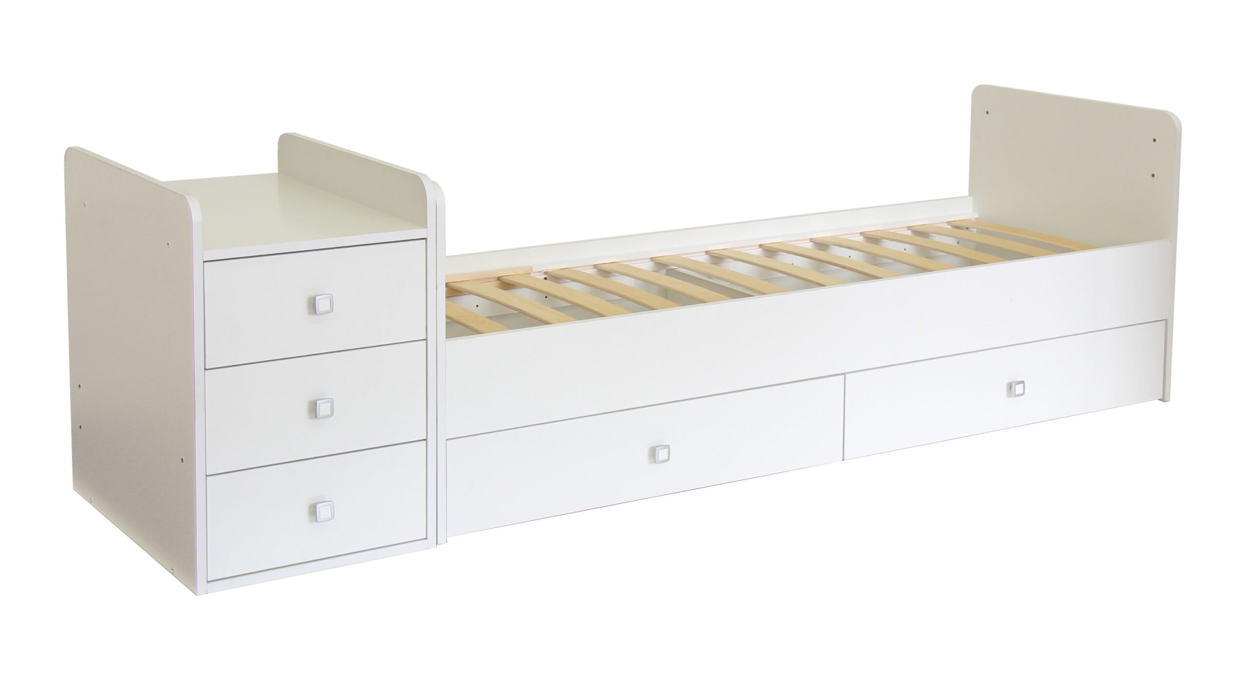 Convertible Cot bed 1100 with drawer unit, white Now at Only Oak
