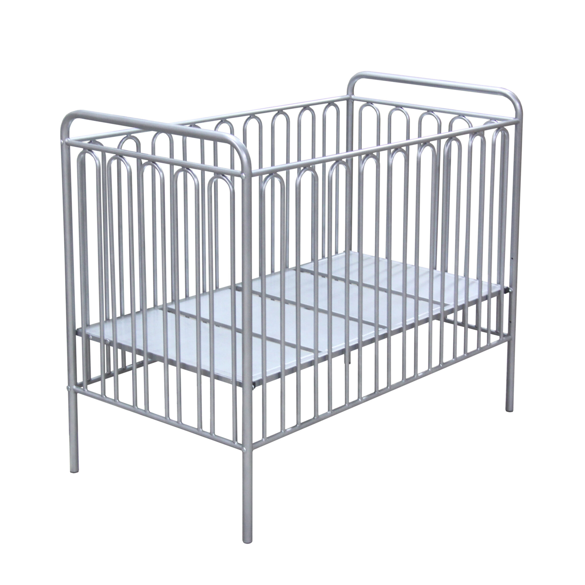 Kids Vintage Metal Baby Cot 150, Silver Free Delivery* Shop Now