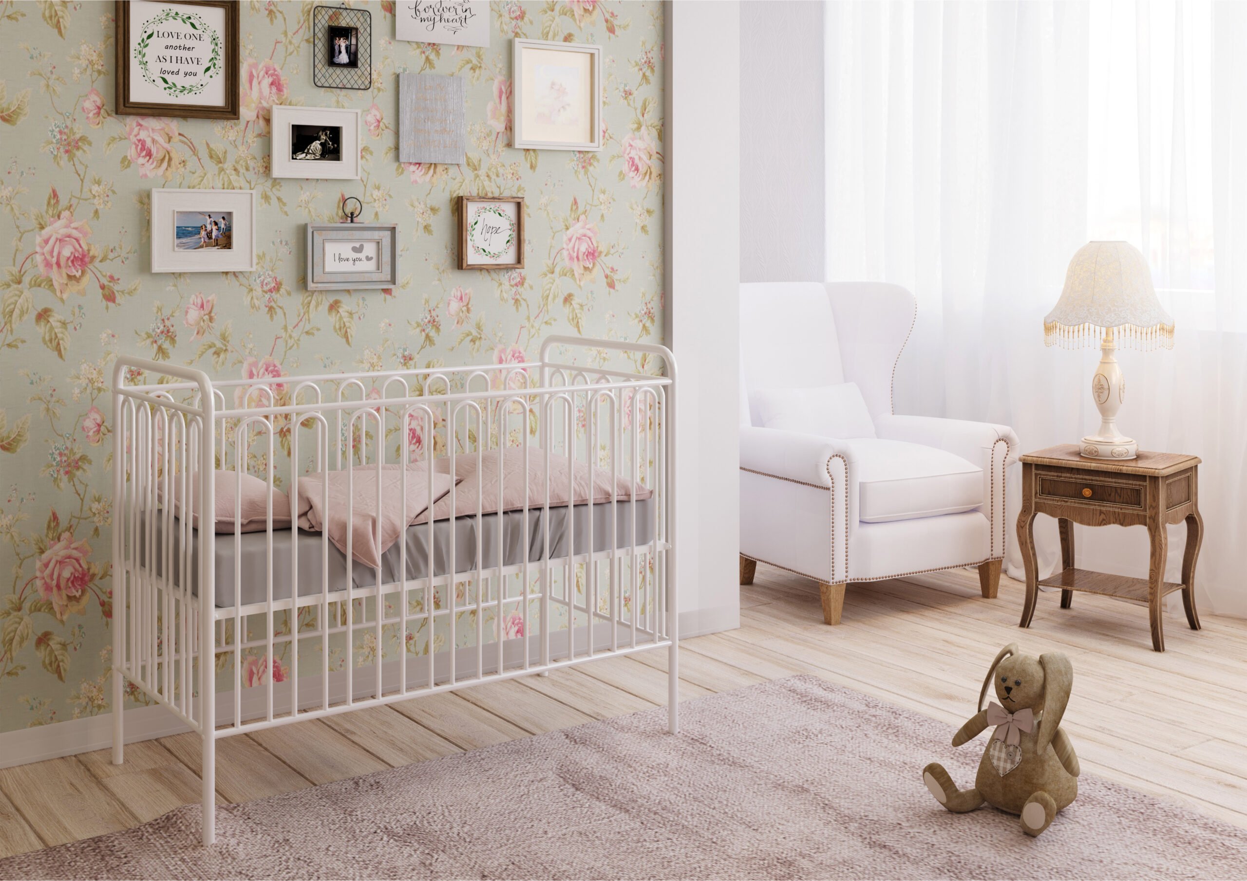 Kids Vintage Metal Baby Cot 150, White Free Delivery* Shop Now