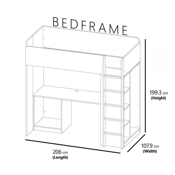 Kidsaw High Sleeper Loft Bed Bundle bed