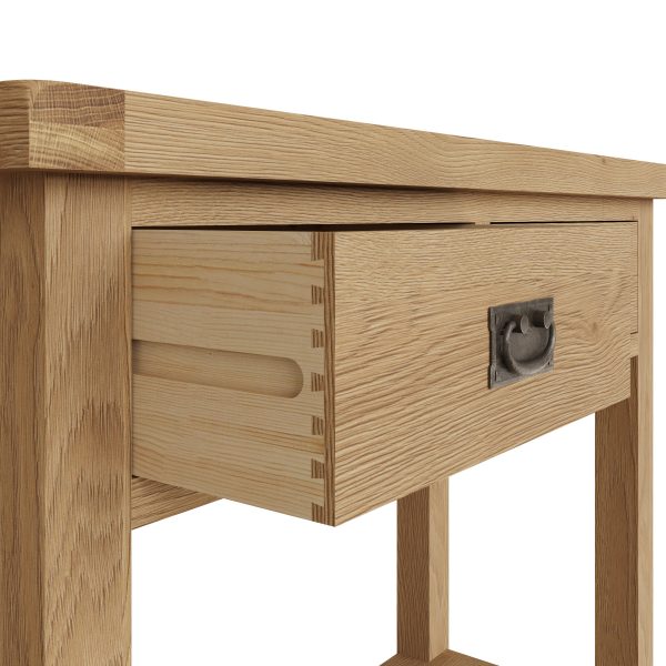 Carthorpe Oak Console Table drwer open scaled