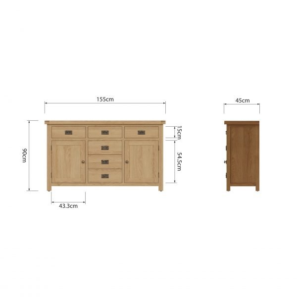 Carthorpe Oak Large Sideboard dims scaled