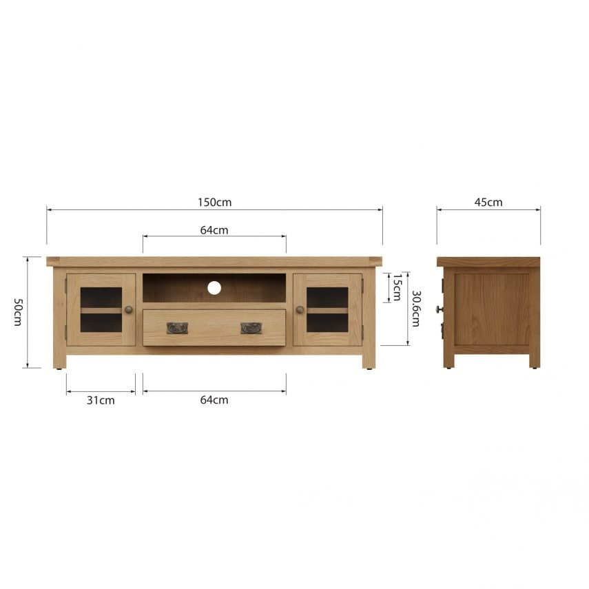 Carthorpe Oak Large TV Unit dims scaled