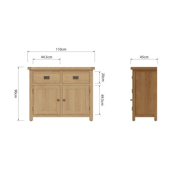 Carthorpe Oak Medium Sideboard dims scaled