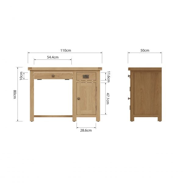 Carthorpe Oak Single Computer Desk dims scaled