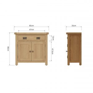 Carthorpe Oak Small Sideboard dims scaled