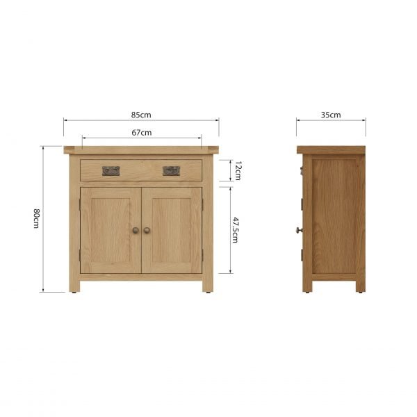 Carthorpe Oak Small Sideboard dims scaled