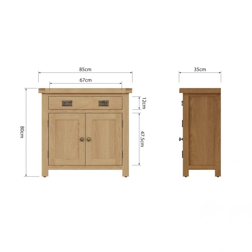 Carthorpe Oak Small Sideboard dims scaled