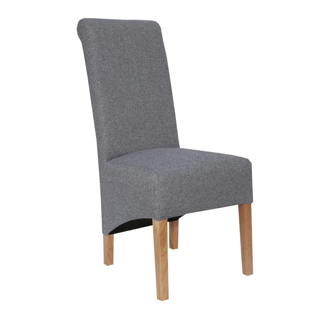 Grey Scroll Back Fabric Dining Chair 0 Fianace Available