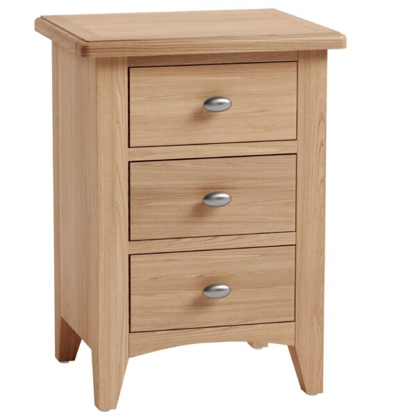 Nunwick Oak 3 Drawer Bedside Cabinet