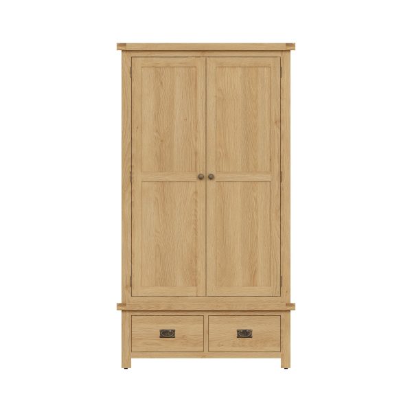 Carthorpe Oak 2 Door 2 Drawer Wardrobe front scaled