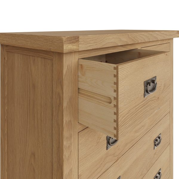 Carthorpe Oak 2 Over 3 Chest of Drawers close scaled