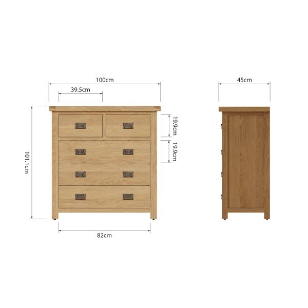 Carthorpe Oak 2 Over 3 Chest of Drawers dims scaled