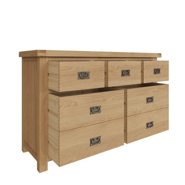 Carthorpe Oak 3 Over 4 Chest of Drawers open scaled