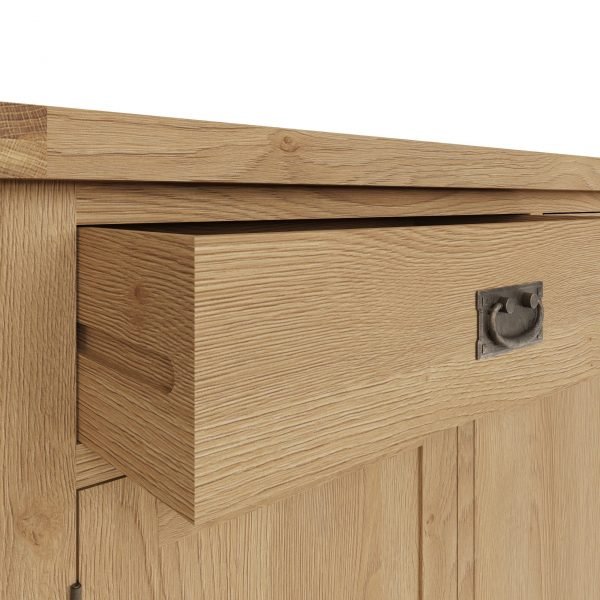 Carthorpe Oak 4 Door Sideboard drawer scaled