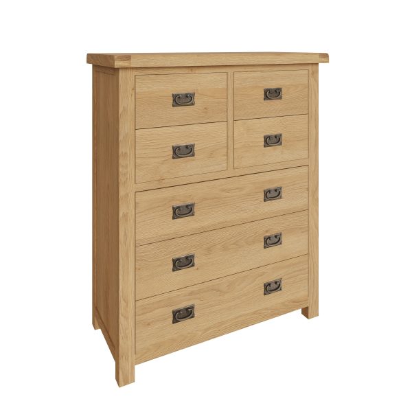 Carthorpe Oak 4 Over 3 Chest of Drawers angle scaled